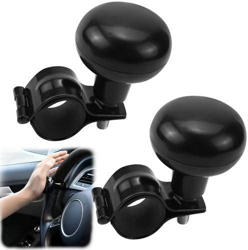 FAELNK 2 PCS Bouton Volant Voiture Spinner Bouton Universel Rotatif de Volant pour Voiture Camion Chariot Élévateur Tondeuse Tracteur Bateau Noir
