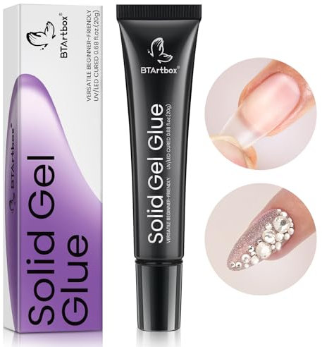 BTArtbox Solid Nail Gel 20g Super Strong Nail Gel For Acrylic Nails, Upgrade 3 in 1 UV Nail Gel for Fake Nails,Cured Needed Gel Glue, Easy to Use and 28 Days+ Long Last