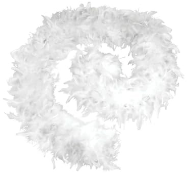 TPZORJX federboa Weiß，1 Stück Federschal Kostüm Länge ca200cm 60G,Kostüme für Junggesellinnenabschiede, Karneval, Halloween, Fasching, Kostüm, Hochzeit,Mottoparty,Geschenkverpackung,Vakuum