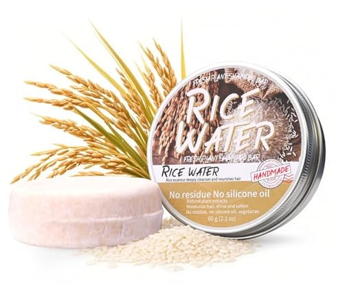Vawolecy Reiswasser Shampoo und Conditioner – 2 in 1 fermentiertes Reiswasser-Shampoo für das Haarwachstum, mit Schaumnetz, pH-neutral, fester Riegel gegen Haarausfall