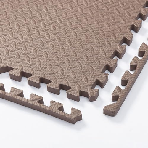 20 Stück Puzzlematte, Schaum Interlocking Bodenmatten, Eva Krabbelmatte Kinderspielteppich, Stilvolle, Wasserfeste, Geeignet für Wohn- und Schlafzimmer (Braun)