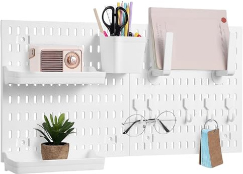 Wandorganizer Pegboard 2 Pcs Peg Board Büro Schreibtisch Handwerk Lagerung Organizer Gaming Aufhänger Weiß Boards for Wände