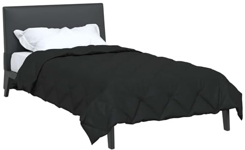 vidaXL Ganzjahresbettdecke Schwarz 135 x 220 cm Mikrofaser