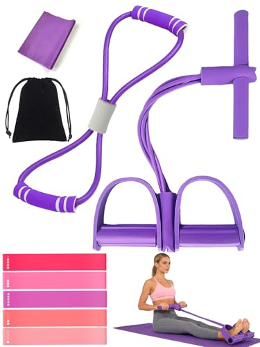 VERTOYCO Bauchtrainer für Zuhause 6 Tubes, Multifunktionales Spannseil Pedalwiderstandsgerät Resistance Bands mit 8-Förmiges Widerstandsbänder Elastische Zugseil für Trainieren von Taille Beinen Bauch