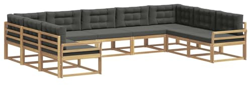 vidaXL Outdoor-Sofagarnitur mit Kissen 9 pcs Weiß und Anthrazit, Zeitgemäße Gartenmöbel, modernes Sofa-Set, gemütliche Lounge für den Pool, Sitzgruppe für den Garten