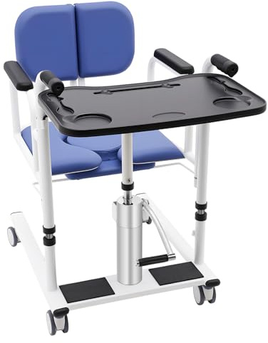 Fauteuil roulant de transport, aide au transfert, ouverture à 180°, avec pot portable et roues universelles, pour intérieur, capacité de charge de 150 kg, pour la maison, les personnes âgées