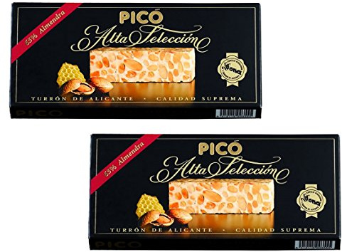 Picó - Le pack comprend 2 Turron de Alicante - Dur Nougat boîte noire - Qualité supreme 200gr