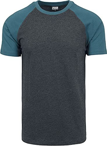 Urban Classics Herren Regular Fit T-Shirt Raglan Contrast Tee TB639, Gr. XX-Large, Mehrfarbig (Charcoal/Teal 1154)