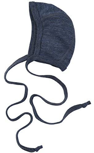 Engel Baby Häubchen 100% Schurwolle Gr. 50/56-74/80,, 080 - Blau Melange, 62/68