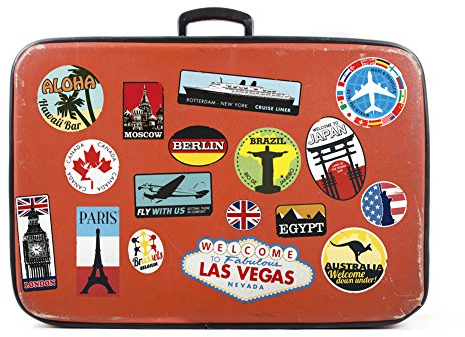 Gepäckaufkleber Kofferaufnäher Vintage Reise 17x Etiketten Retro Vintage-Stil Vinyl Aufkleber