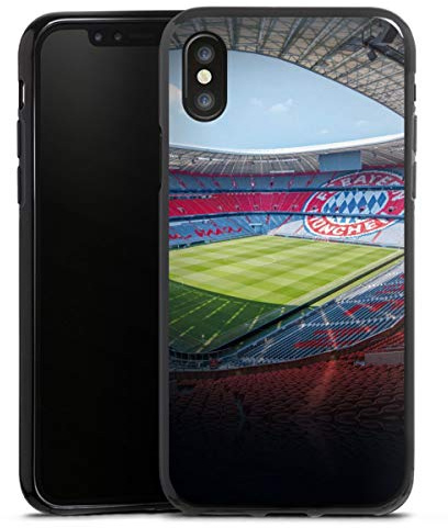 Silikon Hülle kompatibel mit Apple iPhone XS Case schwarz Handyhülle FC Bayern München FCB Stadion