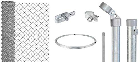 Alberts 634209 Maschendrahtzaun als Zaun-Komplettset, zum Einbetonieren | verschiedene Längen und Höhen | verzinkt | Höhe 80 cm | Länge 25 m
