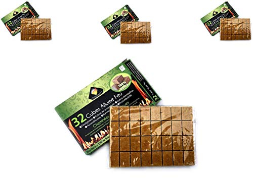 Karibros 4CALFcx3 | 3 Stück Anzünder | Camp Ofen | gepresstes Holz pflanzliches Wachs | 32 Würfel pro Box | Natur-ökologisch