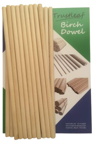 Trustleaf Tasselli in legno duro di betulla, 10 mm x 30 cm, 20 tasselli