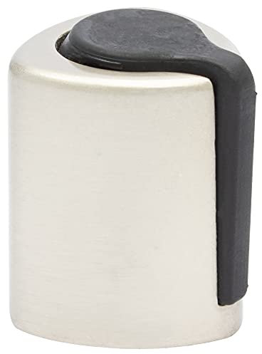 WAGNER Bodentürstopper SCREW - Durchmesser Ø 25 x 30 mm, Zinkdruckguss in Edelstahl-Optik, Puffer thermoplastischer Kautschuk, schwarz, zum Schrauben inkl. Montagematerial - 15514911