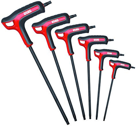 USAG HATX/SE6 SERIE DI 6 CHIAVI MASCHIO PIEGATE CON IMPUGNATURA PER VITI TORX