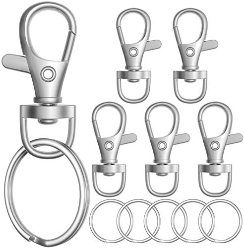 Sprookber 100 Stücke Karabiner Schlüsselanhänger mit Drehgelenk Karabiner Klein Schlüsselring für Lanyard DIY Handwerk（Schlüsselanhänger 50 Stücke + Schlüsselring 50 Stücke）