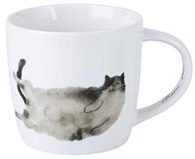 Maxwell & Williams DX1224 Kaffee-Tasse 400 ml – Serie Feline Friends – Porzellan weiß, Katze Belly Up – in Geschenkbox