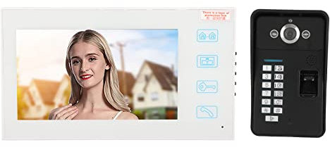 Elprico 7-Zoll-Video-Türklingel, Video-Türsprechanlage, Türklingel-Gegensprechanlage mit Fingerabdruck-Identifizierung, Passwort-, Nachtsicht-Video-Türklingel für Den Safe in
