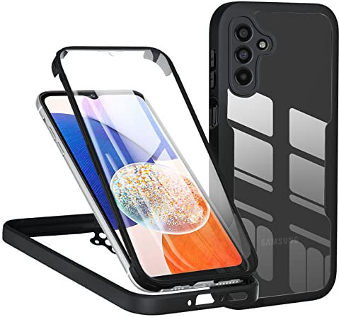 TVVTPU Coque pour Samsung Galaxy A14 4G / A14 5G, Antichoc Housse avec Protecteur D'écran Intégré, Étui de Téléphone 360 Protection Complet Double Face Transparent Bumper Intégrale Case - Noir