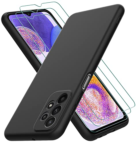 Oureidoo Hülle kompatibel mit Samsung Galaxy A23 5G / A23 4G, mit 3 Stück Schutzfolie, Handyhülle für Samsung Galaxy A23 5G / A23 4G Silikon gummiert, Handy Case in Schwarz