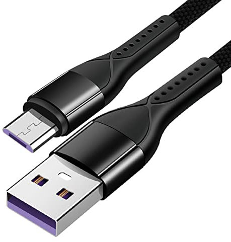 YSJJZRL Braided USB Micro Cable,Fast Charging & Sync Cable, Compatible with TV Stick, PS4, Chromecast, Power Bank, Android Phone (1.5M,Black)