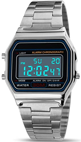 kieyeeno Digitale Armbanduhr, Quarz, 30 m, wasserdicht, digital, LCD-Zifferblatt, Armbanduhr für Herren, mit Armband aus Kunstharz, multifunktional, LED-Hintergrundbeleuchtung, Kalender, Alarm
