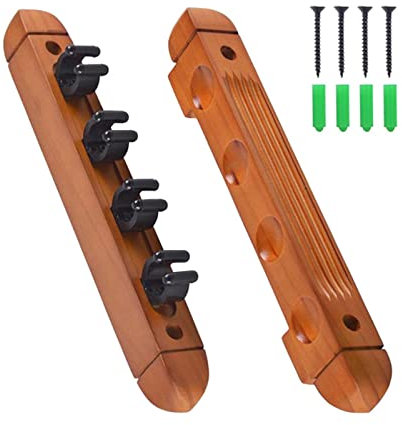 rockible Porte-Queue de Billard Porte-bâton de Billard Porte-Queue de Billard Support Mural avec 4 Clips de Queue pour Joueurs de Billard, Jaune