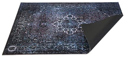 DRUM N BASE Drumnbase Bühnenmatte im persischen Vintage-Stil, rutschfest, wasserdicht, für Bühne oder Studio, zur Reduzierung von Vibrationen, Blau, 1,7 m x 90 cm