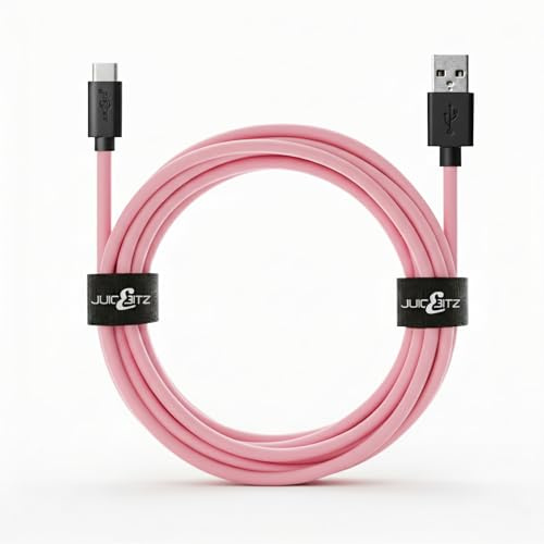 JuicEBitz Phone Charger Cable, USB A to USB C Cable 4m, USB Cable, 480mbps, Fast Charger USB C Compatible with Samsung Galaxy, Google Pixel, iPad, LG, Huawei, Sony Xperia + More, Pink