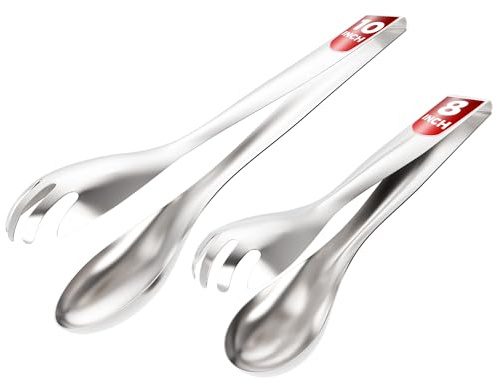 Kitchen Discovery Metal Tongs with Teeth for Nonslip Grilling, Cooking, and Serving – Ice Tongs and Pasta Tongs Grip Slippery Foods – Comfortable Cushioned Handles (Gripper Tongs)