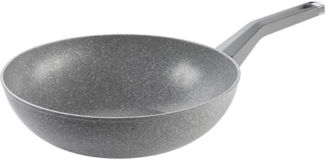 MOPITA CLASSICO, Wok Antiaderente ø 28 cm, Padella Induzione e per Tutti i Piani di Cottura, Rivestimento 5 Strati, Manico Soft Touch Antiscivolo, Effetto Pietra, Made in Italy