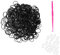 300 Black Loom Bands Refill Pack with Hook Tool and Clips Art Craft Friendship Bracelet Jewellery Making Childrens Game