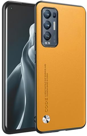 HONLEN Phone Case for OPPO Find X3 Neo (6.55 Inches) Leather Back Business Phone Case, Yellow
