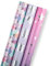 Homeral Mini-Geschenkpapierrolle, 42,5 m² (3 Rollen: 43,2 x 304,8 cm pro Rolle), Rosa, Lila, Meerjungfrauenschuppe, Muschel, Stern mit Silberfolie, metallischer Glanz für Weihnachten, Geburtstag,