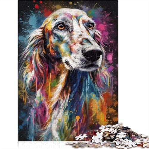 Jigsaw Puzzles 1000 Pieces Saluki painting 100% Recycled Cardboard for Adults & for Kids Age 12 Years Up Artists Collection, Fine Art 1000pcs（26x38cm）