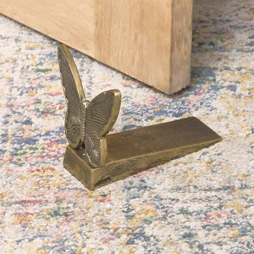 Melody Maison Antique Brass Gold Metal Butterfly Doorstop