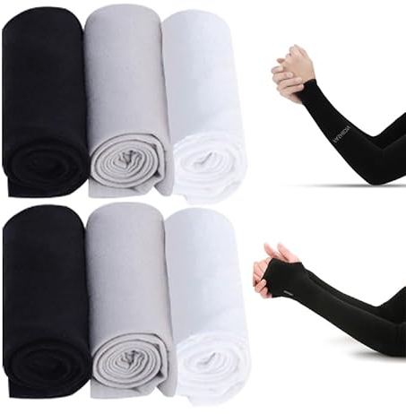 KASESSS 6 Paare Arm Sleeve, Sonnenschutz Armstulpen Sommer, Elastische UV Schutz Ärmel, Kühlung Armsleeve, Atmungsaktiv Armlinge Damen Herren für Radfahren Laufen Reise Outdoor Sport,3 Farben