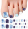 26pcs Gel Toe Nail Stickers Semi Cured Gel Toe Nail Strips Wraps Blue Marble Toenail Stickers for Nail Art (Blue)