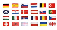 EM Flaggen Set Fußball 2024-60 x 90 cm + gratis Aufkleber, Flaggenfritze®