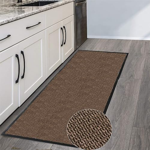 Brown Large Heavy Duty Rubber Barrier Non Slip Door Mat Runner Rugs Back Hall Kitchen (60 x 120 cm)