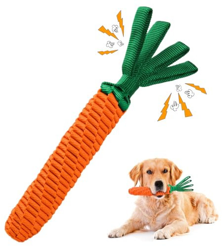 LIFLIX Dog Rope Toy, Tug of War Dog Toy, Cute Carrot Dog Toy with Crinkle Paper Tags, Carrot