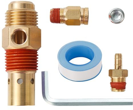 4PC Air Compressor Replacement Parts Brass 1/2 flare x 1/2 Inch MNPT Compressor in Tank Check Valve Kit with Three Different Unloader Tube Fittings 20 SCFM