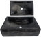 Lendo Online Lavabo rectangulaire 45x30x12 cm - Marbre - Pierre naturelle - Évier de salle de bain - Vasque à Poser de Toilette - Forme et couleur uniques - Brillant et Robust (Noir)