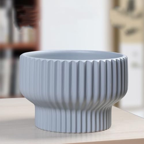 XQSXDKXQ Jardinera de cerámica Jardinera Redonda Lisa Jardinera de Tierra Jardinera Creativa de fácil Uso en Interiores y Exteriores,Gris,Extra Large