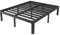 KZZLOL Kingsize-Bettrahmen, Metall, schwarz, 40,6 cm, kein Boxspringbett erforderlich, DIY-Kopfteillöcher, robuste Stahlunterstützung, 1587 kg, geräuschlos, runde Eckbeine, Stauraum, einfache Montage