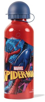 Spiderman Gourde en aluminium avec paille pour garçon Rouge 500 ml