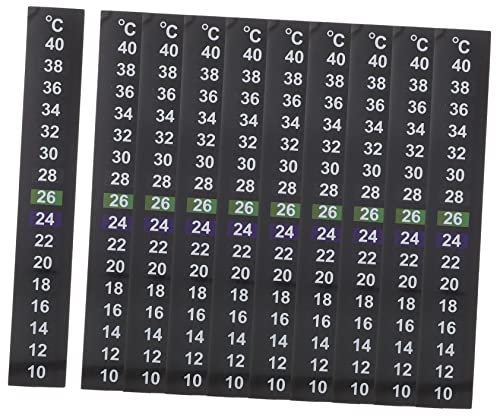 COSMEVIVI 10 Stück Aquarium-Thermometeraufkleber, selbstklebende Teststreifen für die Wassertemperatur im Terrarium, Messbereich 10–40 °C