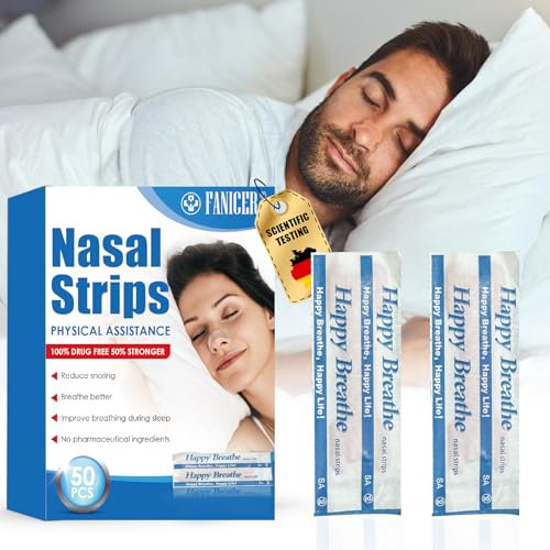 50 Stück Nasenpflaster Schnarchen, Schnarchstopper Pflaster, Nasenstrips Anti-Schnarch-Pflaster, für Schlafen und Sport, Verbesserung der Atmung
