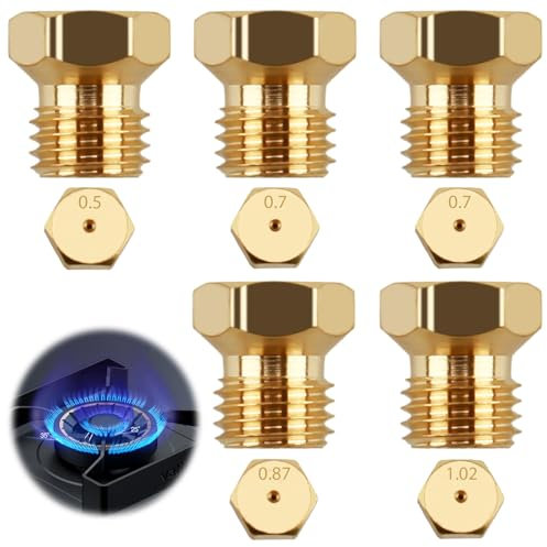Ugelli a gas per barbecue a gas, fornello a gas e bruciatore a propano GPL, set di ricambio universale con filettatura M6 x 0,75, compatibile con barbecue a gas Weber 0,50, 0,70, 0,87, 1,02 mm